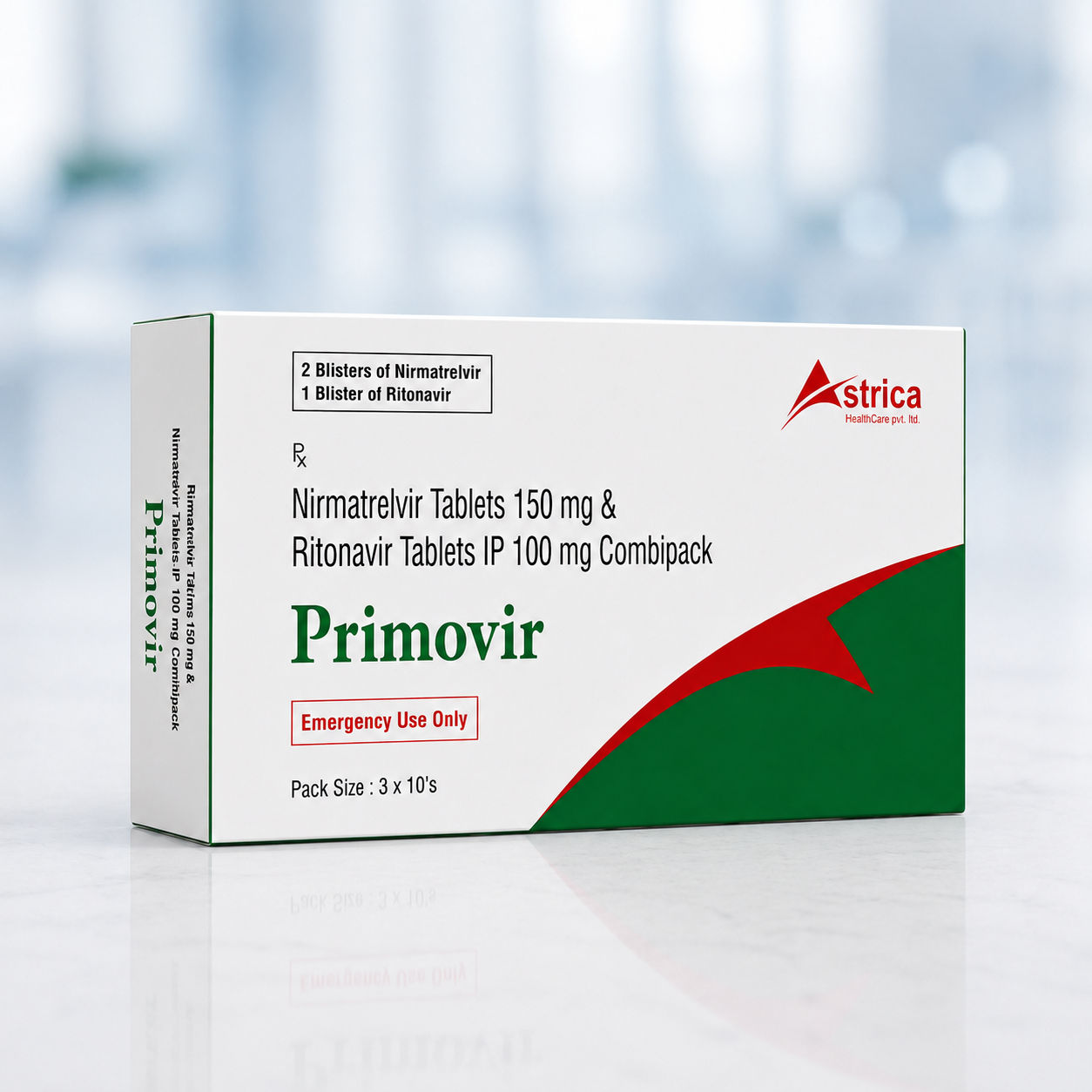 Nirmatrelvir Tablets 150 Mg & Ritonavir Tablets IP 100 Mg Combipack , Primovir Tablet